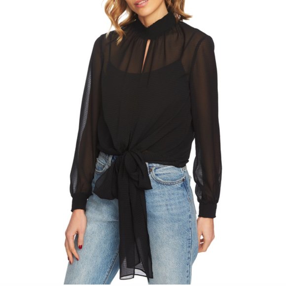 1. State Tops - 1.State Women's Smock Neck Tie Waist Blouse